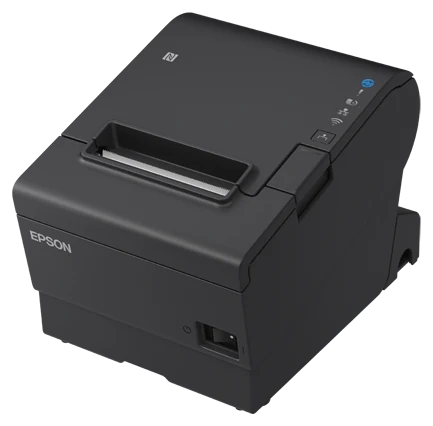 Een zwarte bonprinter van Epson.